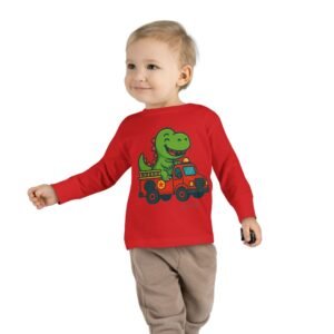 Funny Dino Riding Fire Truck Toddler Tee - Image 31