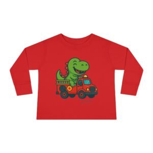 Funny Dino Riding Fire Truck Toddler Tee - Image 29