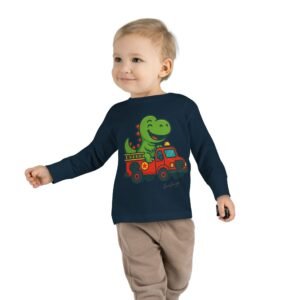 Funny Dino Riding Fire Truck Toddler Tee - Image 23