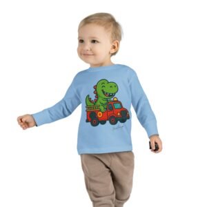 Funny Dino Riding Fire Truck Toddler Tee - Image 11