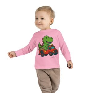 Funny Dino Riding Fire Truck Toddler Tee - Image 27