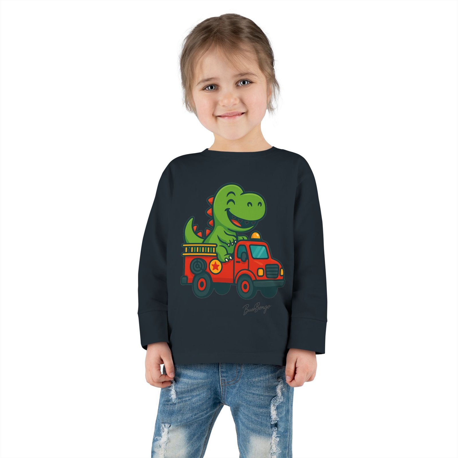 Funny Dino Riding Fire Truck Toddler Tee - Image 20