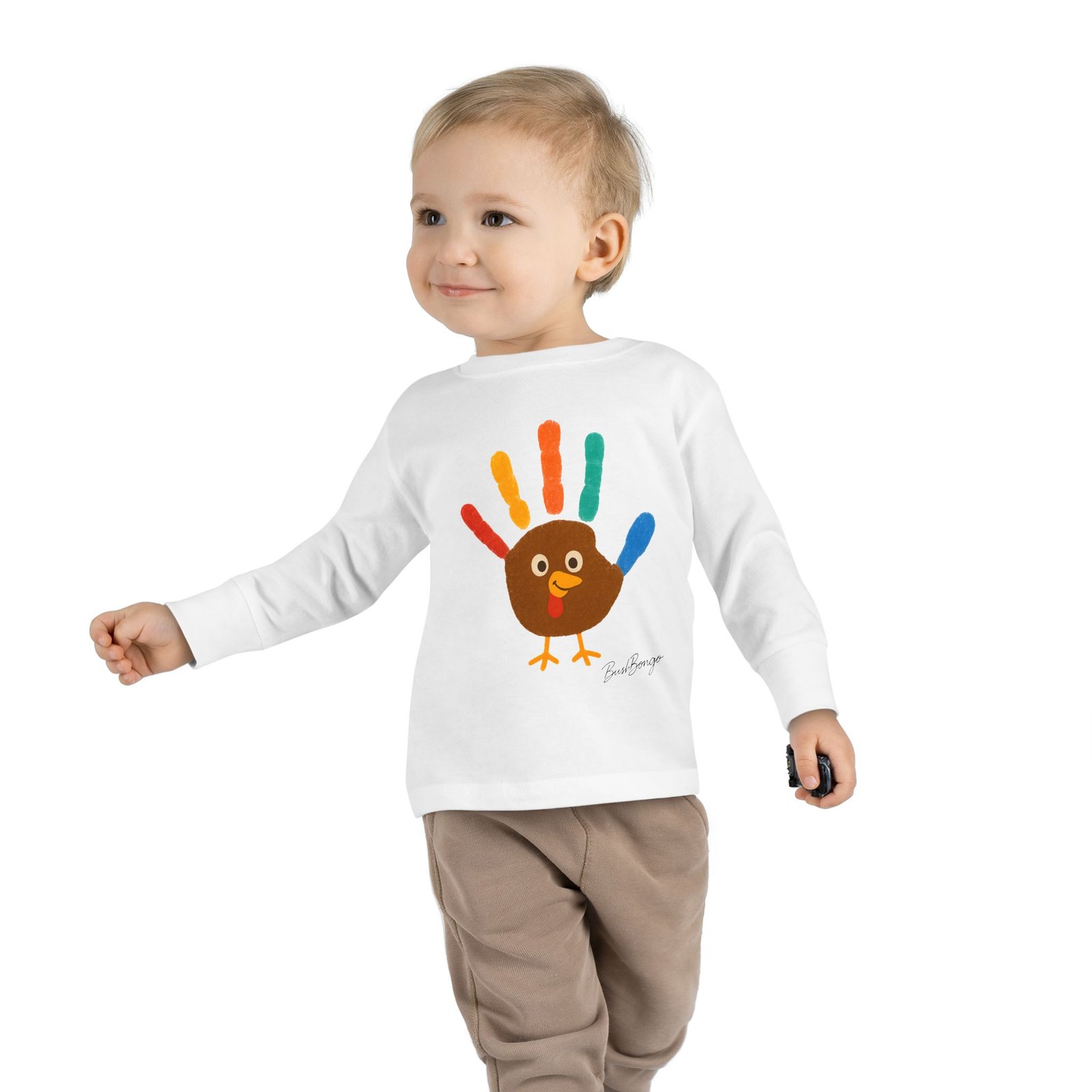 Thanksgiving Toddler Colorful Handprint Toddler Tee - Image 3