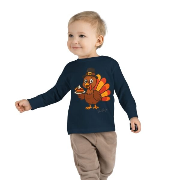 Cute Thanksgiving Turkey Holding Pumpkin Pie Toddler Tee