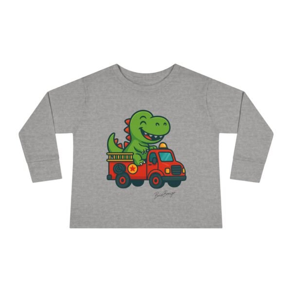 Funny Dino Riding Fire Truck Toddler Tee