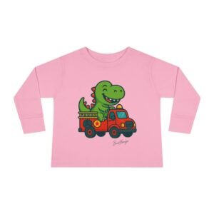 Funny Dino Riding Fire Truck Toddler Tee - Image 25