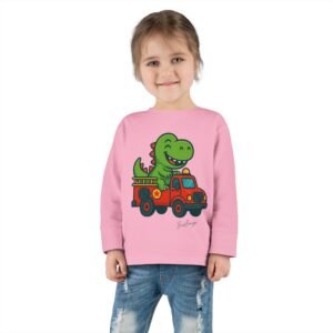 Funny Dino Riding Fire Truck Toddler Tee - Image 28
