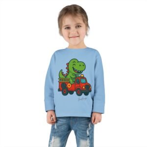 Funny Dino Riding Fire Truck Toddler Tee - Image 12