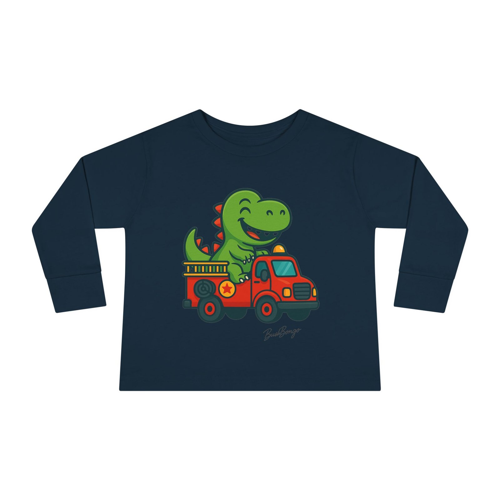 Funny Dino Riding Fire Truck Toddler Tee - Image 21