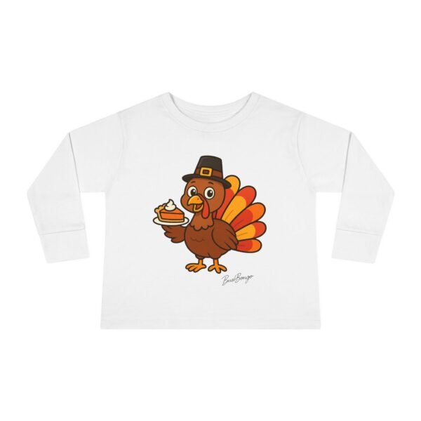 Cute Thanksgiving Turkey Holding Pumpkin Pie Toddler Tee