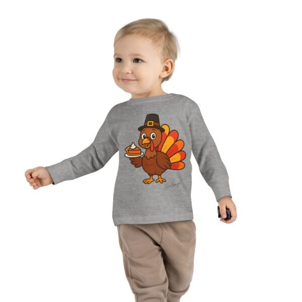 Cute Thanksgiving Turkey Holding Pumpkin Pie Toddler Tee