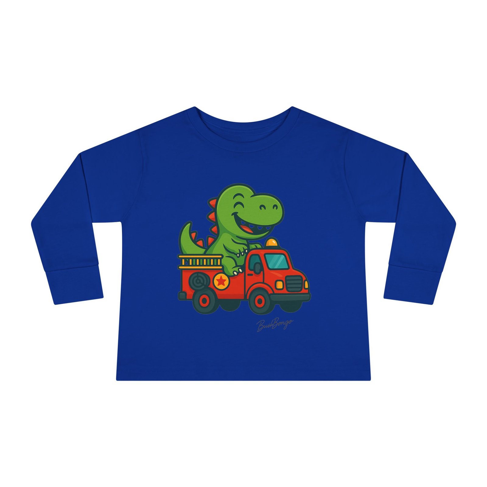Funny Dino Riding Fire Truck Toddler Tee - Image 13