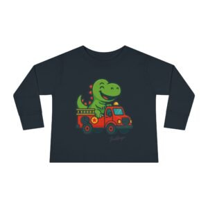 Funny Dino Riding Fire Truck Toddler Tee - Image 17