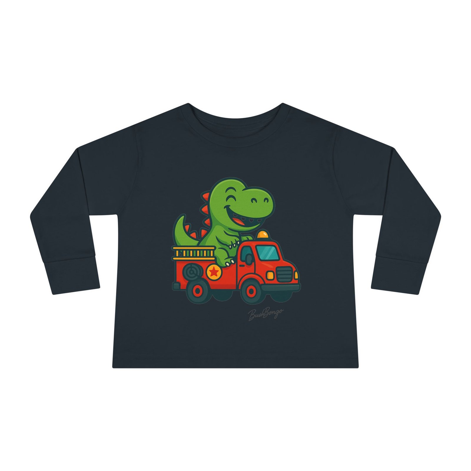 Funny Dino Riding Fire Truck Toddler Tee - Image 17