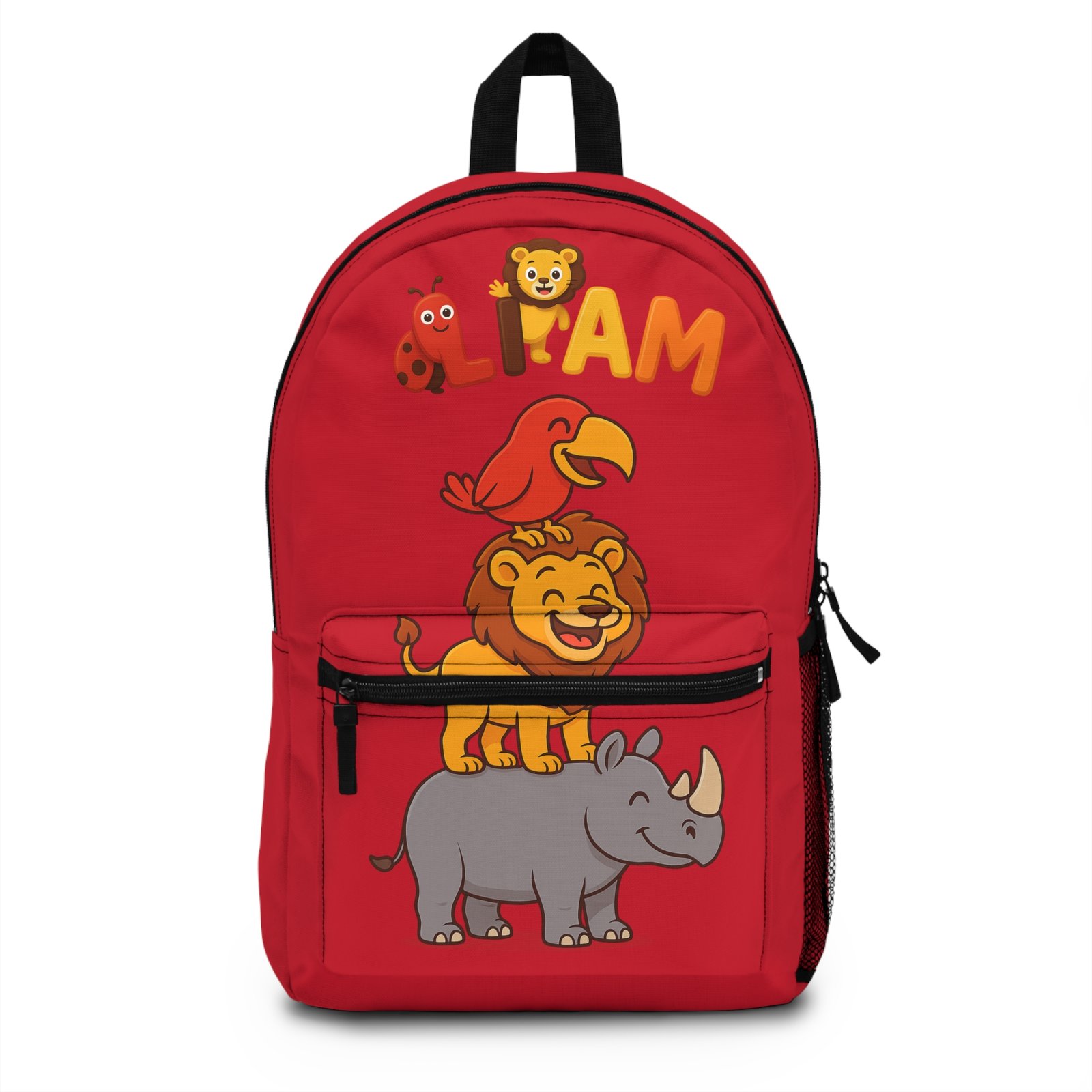 Custom Name Cute Animal Pyramid Kids Backpack - Image 1