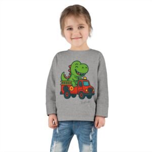 Funny Dino Riding Fire Truck Toddler Tee - Image 8