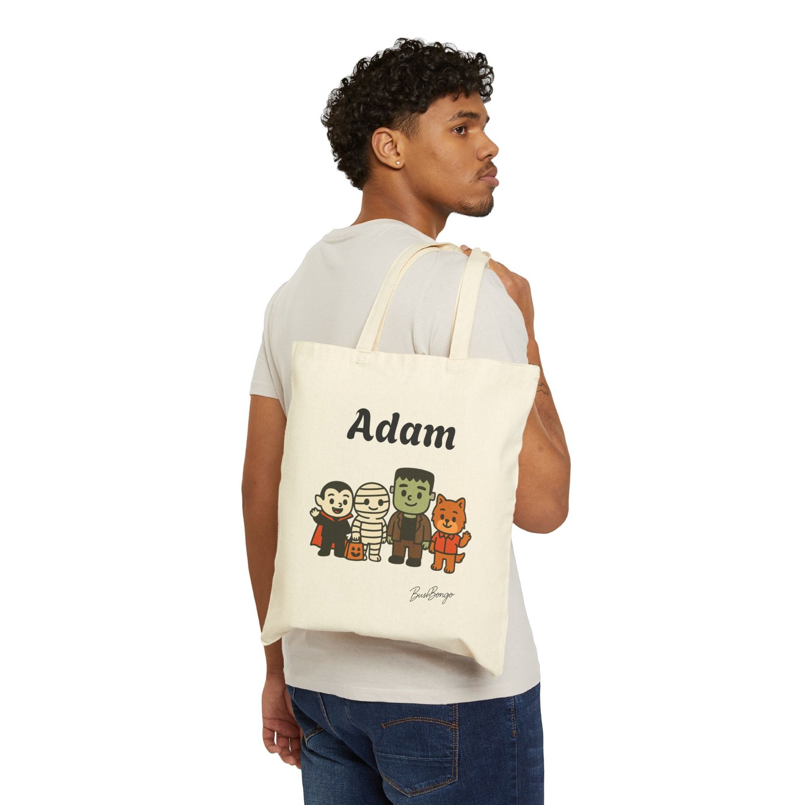 Halloween Monster Squad Personalized Cotton Canvas Tote Bag - Image 3