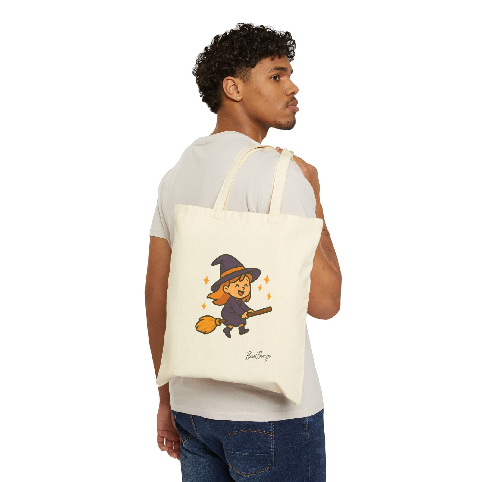 Halloween Witch Cotton Canvas Bag - Image 3