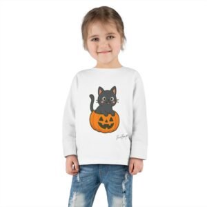 Halloween Spooky Kitten in Pumpkin Toddler Tee - Image 4