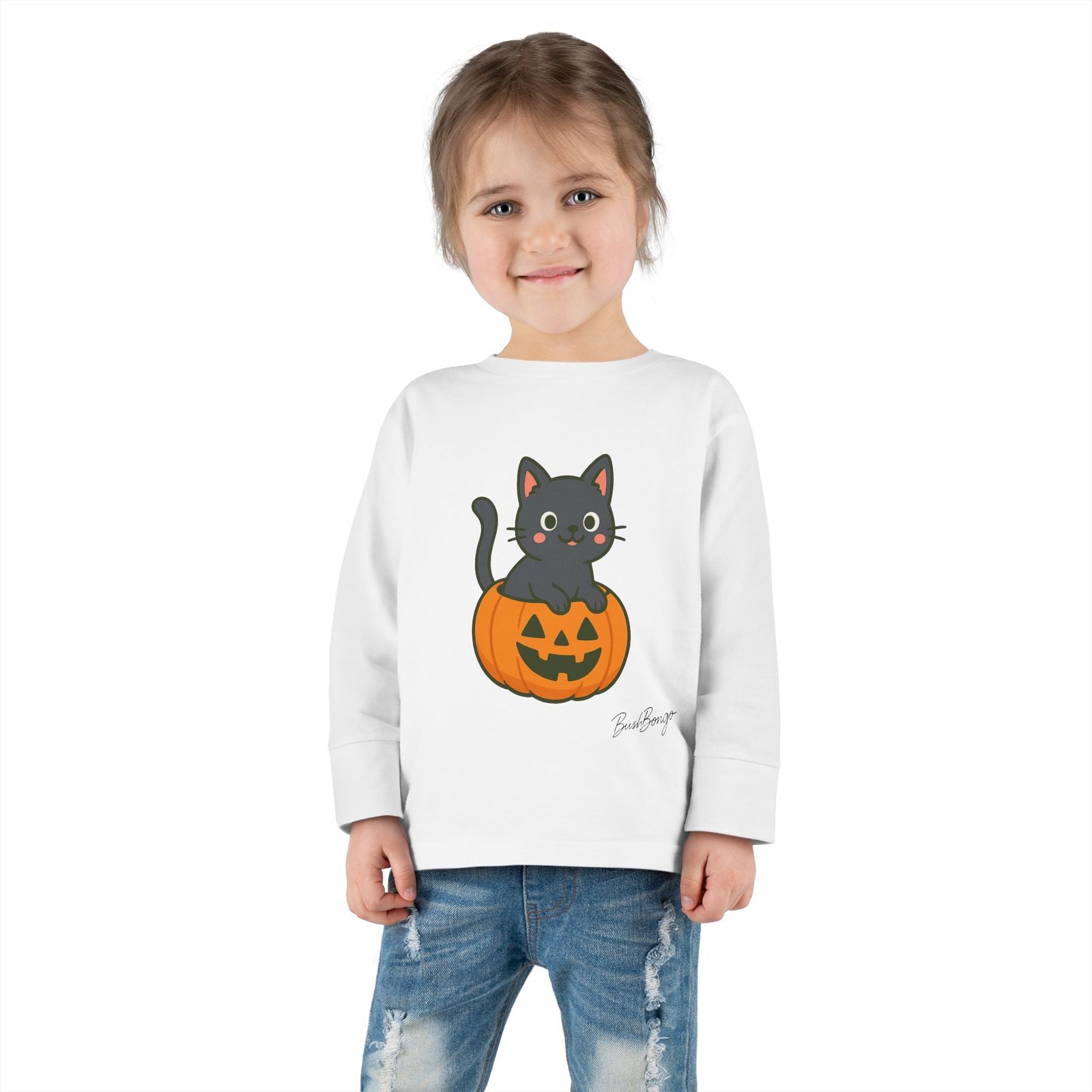 Halloween Spooky Kitten in Pumpkin Toddler Tee - Image 4
