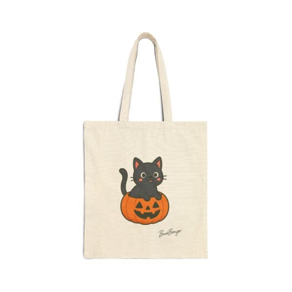 Halloween Spooky Cat Pumpkin Cotton Canvas Bag