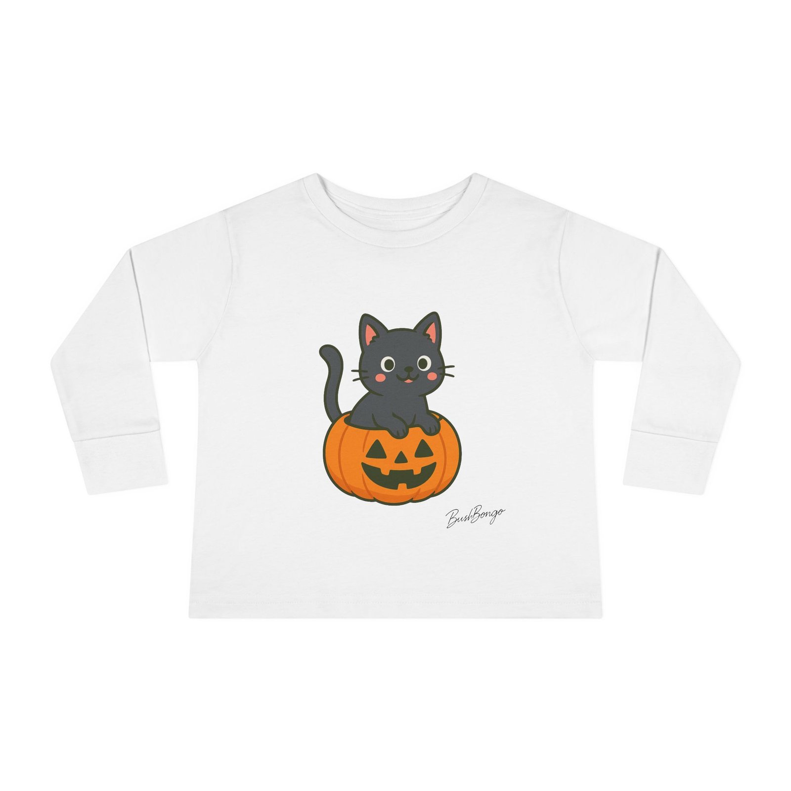 Halloween Spooky Kitten in Pumpkin Toddler Tee - Image 1