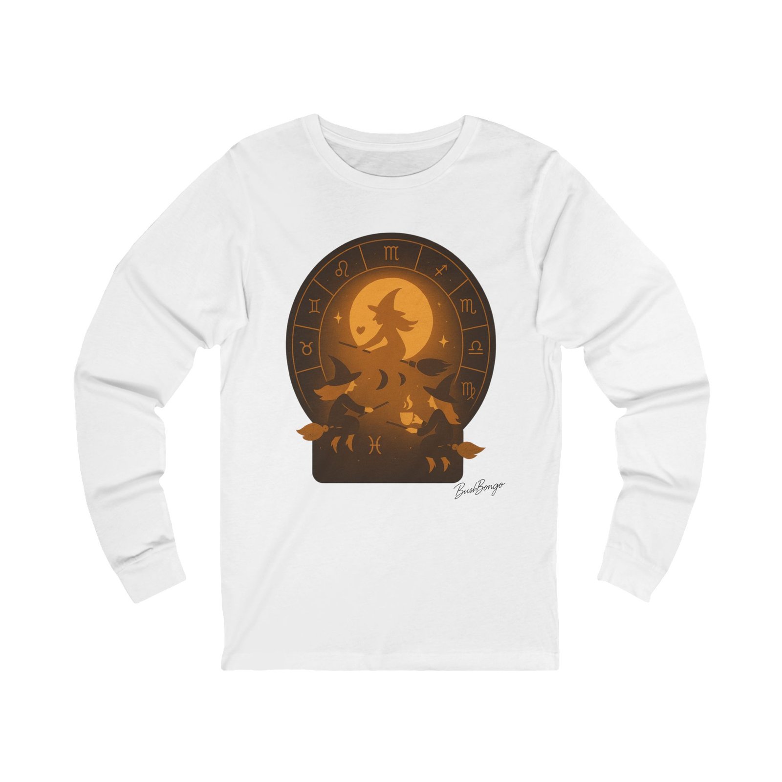 Celestial Coven Zodiac Circle Moon Glow Halloween Tee for adults - Image 1