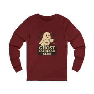 Funny Halloween Ghost Espresso Club Long Sleeve Adult Tee - Image 18