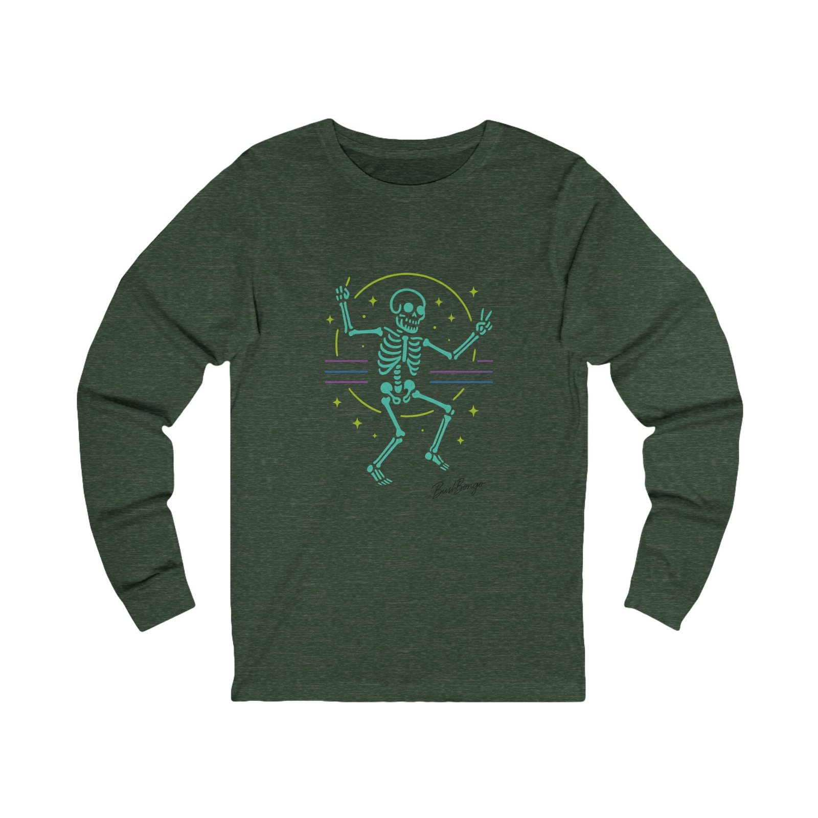 Neon Dancing Skeleton Rave Unisex  Adult Tee - Image 7
