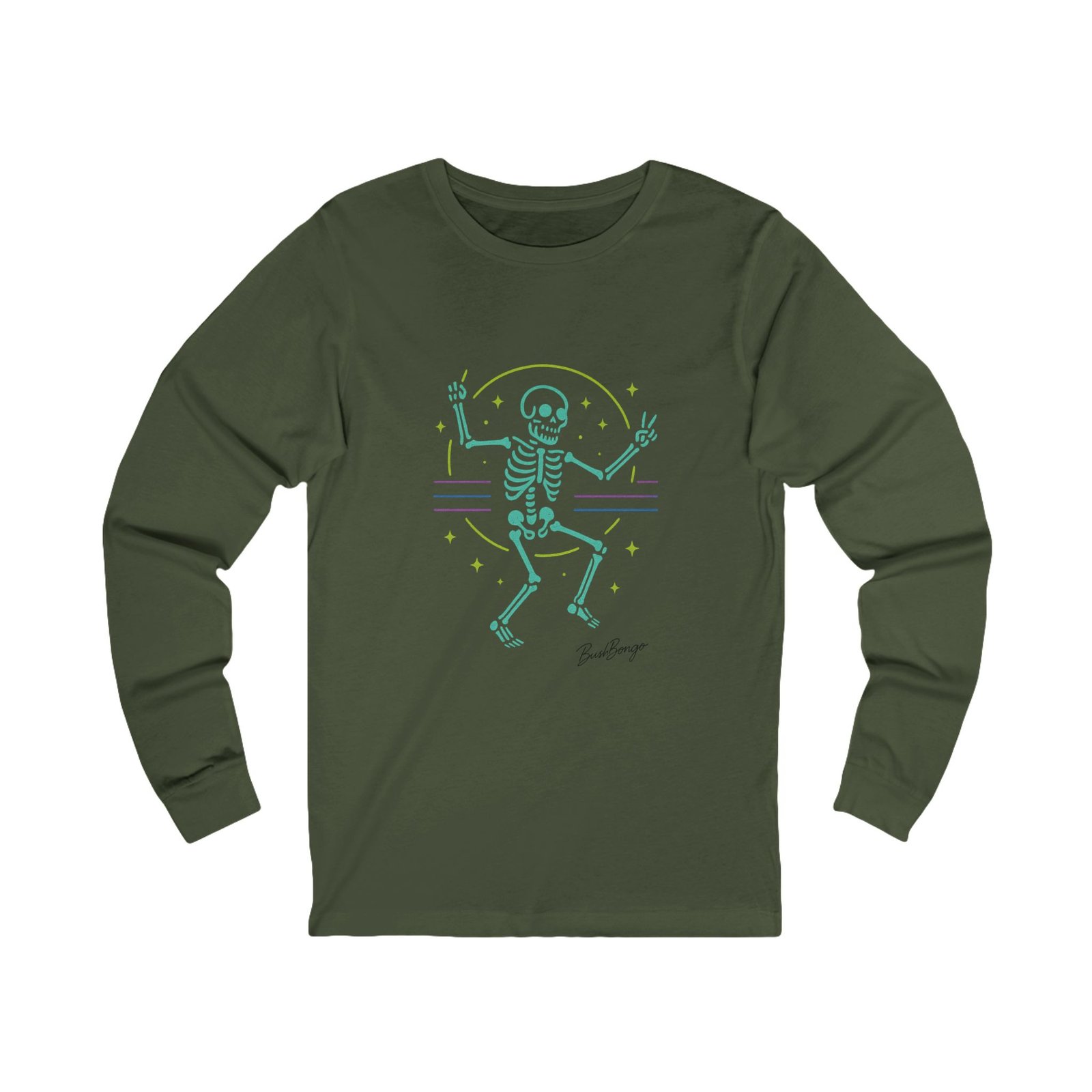 Neon Dancing Skeleton Rave Unisex  Adult Tee - Image 5
