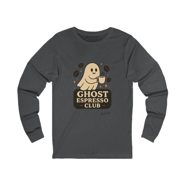 Funny Halloween Ghost Espresso Club Long Sleeve Adult Tee
