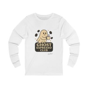 Funny Halloween Ghost Espresso Club Long Sleeve Adult Tee