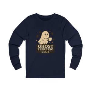 Funny Halloween Ghost Espresso Club Long Sleeve Adult Tee - Image 17