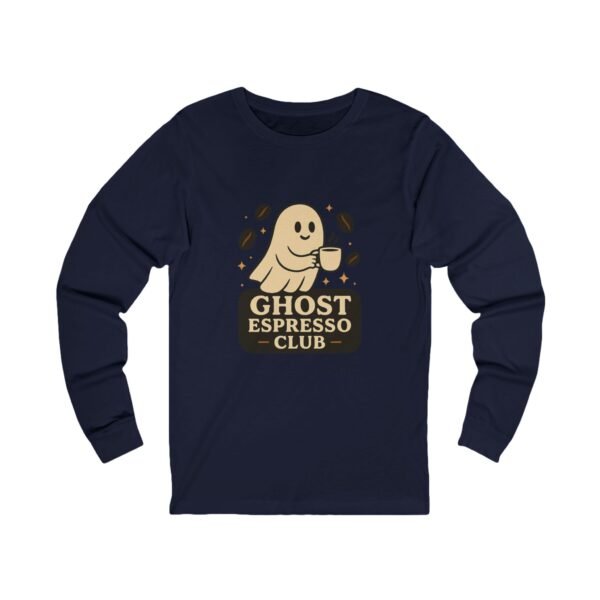 Funny Halloween Ghost Espresso Club Long Sleeve Adult Tee