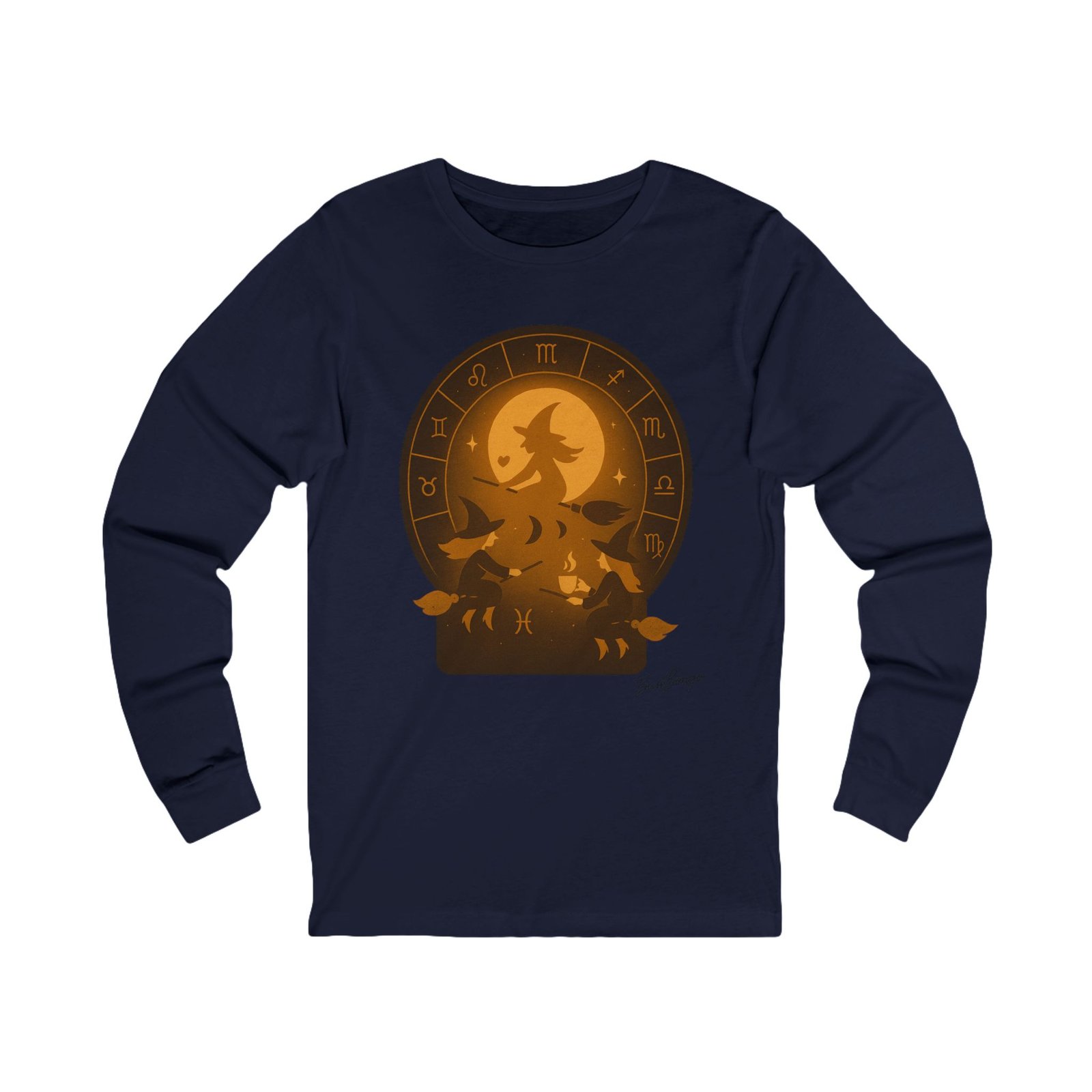 Celestial Coven Zodiac Circle Moon Glow Halloween Tee for adults - Image 19