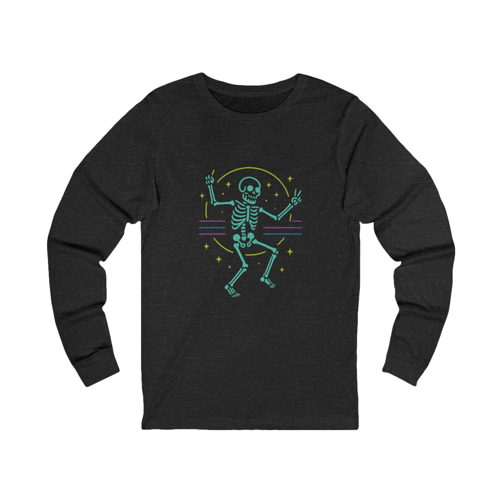 Neon Dancing Skeleton Rave Unisex  Adult Tee - Image 11