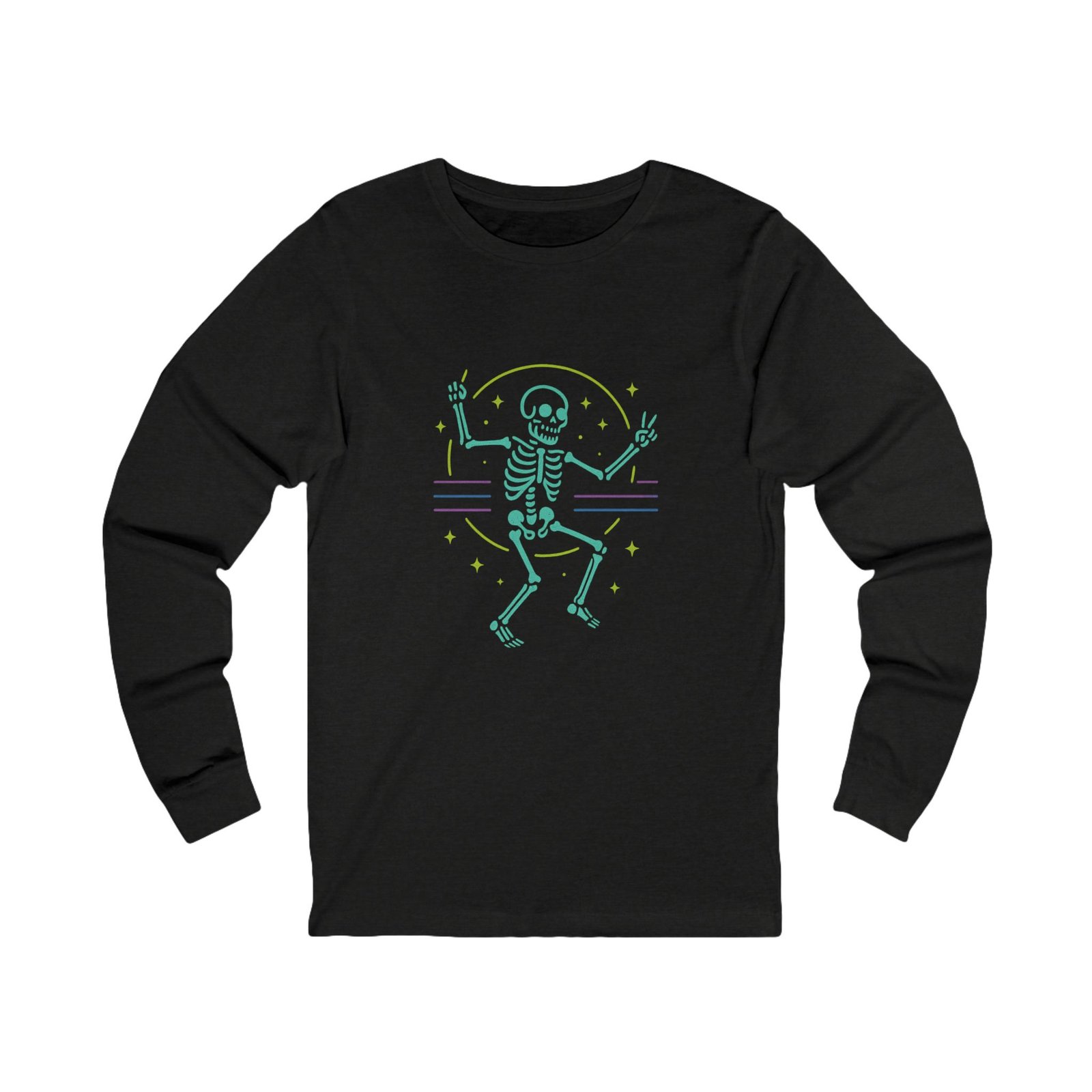 Neon Dancing Skeleton Rave Unisex  Adult Tee - Image 3