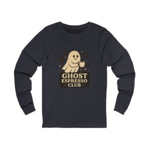 Funny Halloween Ghost Espresso Club Long Sleeve Adult Tee - Image 14