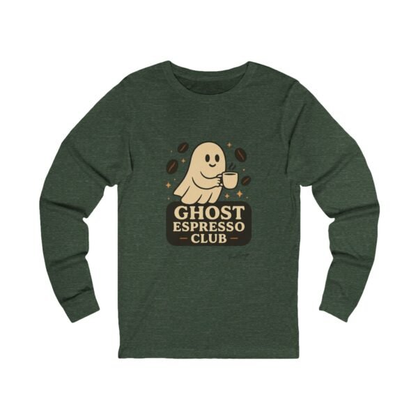 Funny Halloween Ghost Espresso Club Long Sleeve Adult Tee