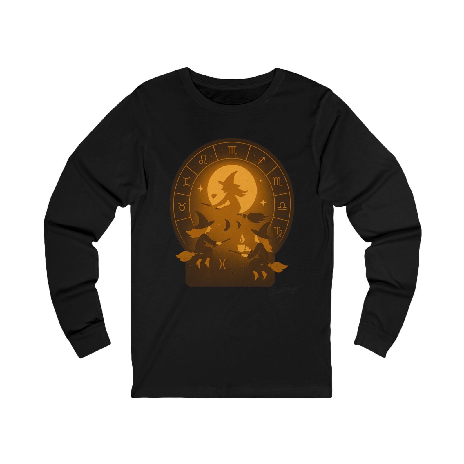 Celestial Coven Zodiac Circle Moon Glow Halloween Tee for adults - Image 3