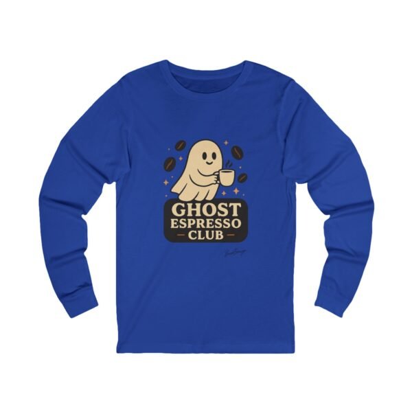 Funny Halloween Ghost Espresso Club Long Sleeve Adult Tee