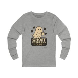 Funny Halloween Ghost Espresso Club Long Sleeve Adult Tee - Image 11