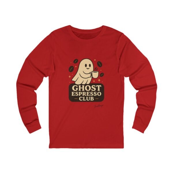 Funny Halloween Ghost Espresso Club Long Sleeve Adult Tee